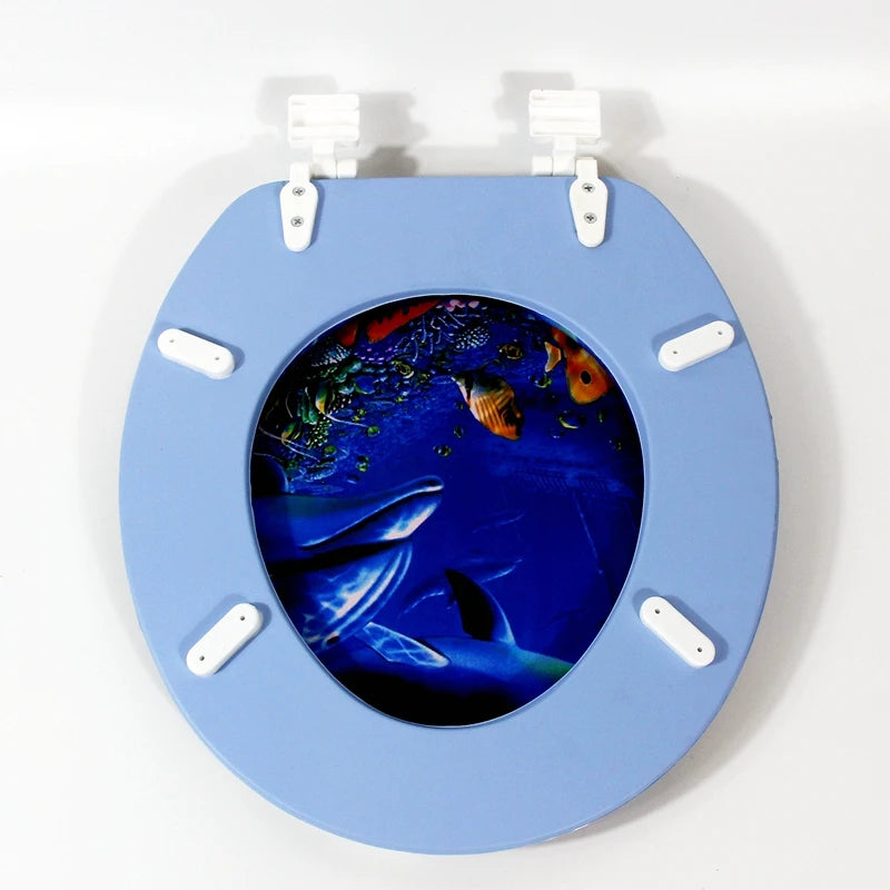 Toilettendeckel WC-Sitz mit Absenkautomatik 2024 neues Design hochwertige warme Toilettensitzbezug-Garnitur Meereswelt-Schwamm Mode 17" WC-Sitz