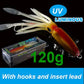 SUNMILE Angel-Gummiköder Tintenfisch 20g/60g/80g/100g/120g/150g Leuchtend/UV-Tintenfisch-Jig Angelköder für Meeresangeln Wobbler Köder