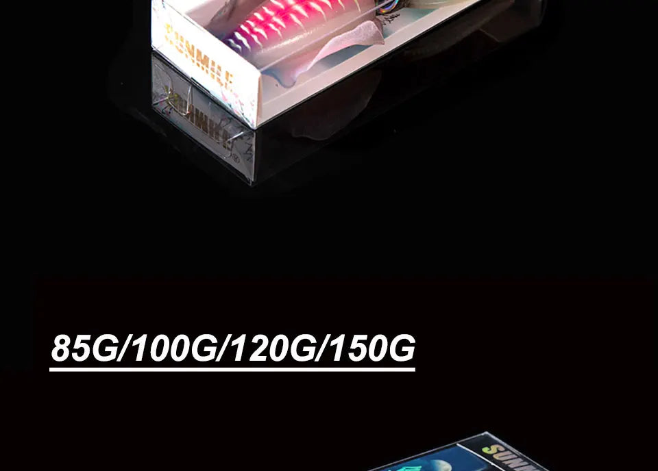 SUNMILE Angel-Gummiköder Tintenfisch 20g/60g/80g/100g/120g/150g Leuchtend/UV-Tintenfisch-Jig Angelköder für Meeresangeln Wobbler Köder