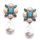 Turquoise and Pearl Flower Earrings