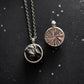 Small Round Meteorite Pendant Necklace in Matte Brushed Silver