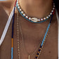 Freshwater Pearl Cowrie Shell Rainbow Choker