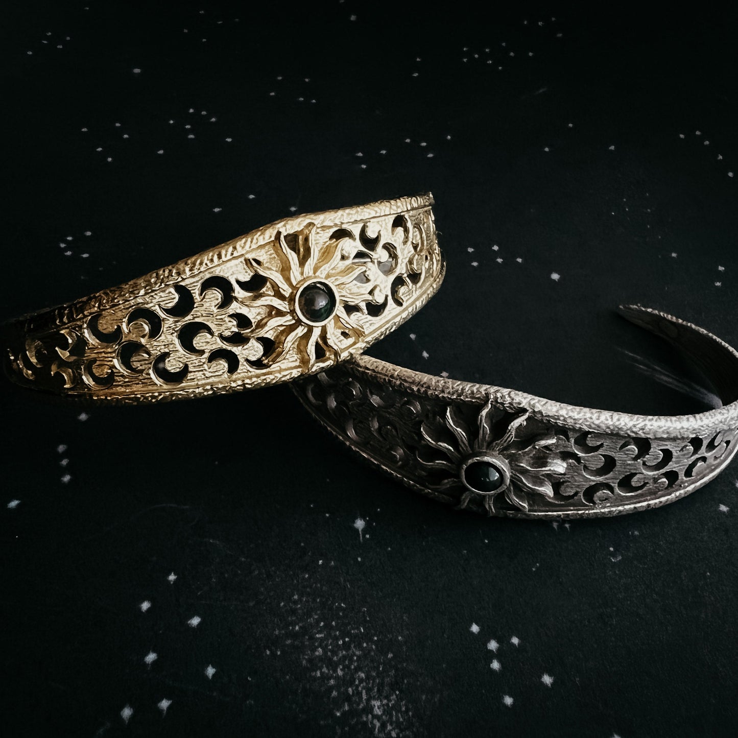 Solar Eclipse Bracelet with Black Opal