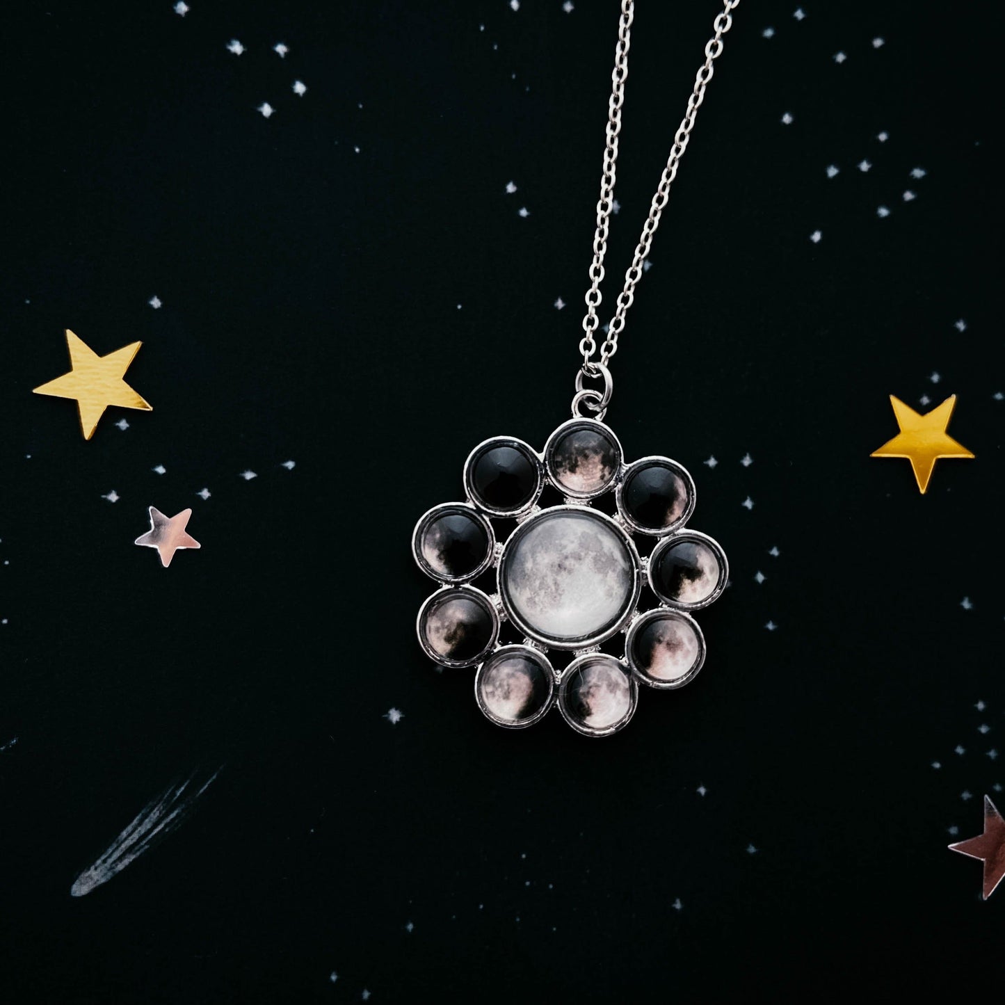 Moon Phase Halo Pendant