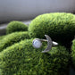 Moon Goddess Ring - Crescent Moon with Rainbow Moonstone
