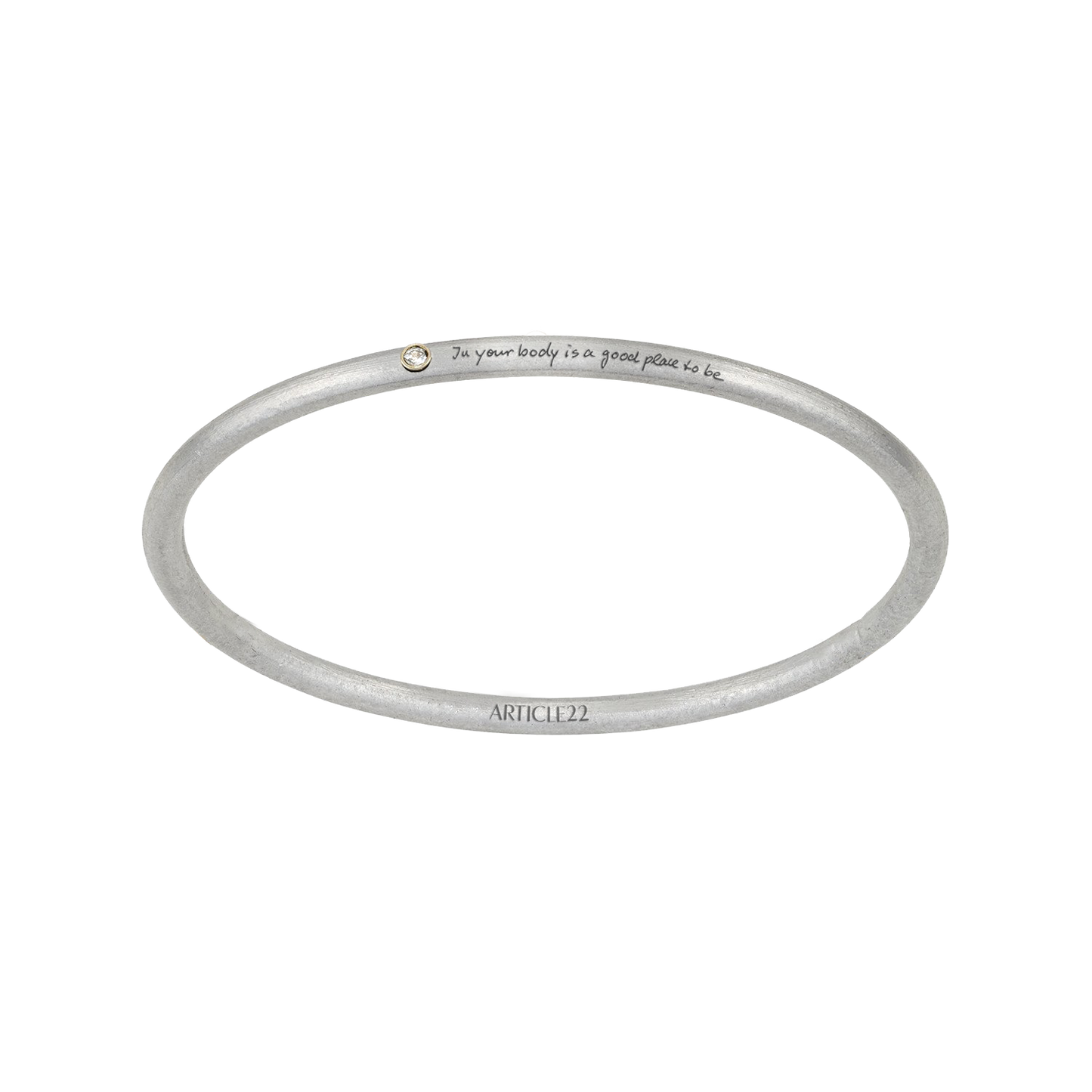 IN YOUR BODY IS A GOOD PLACE TO BE 14k GOLD DIAMOND BANGLE - BEATRIX OST COLLABORATION