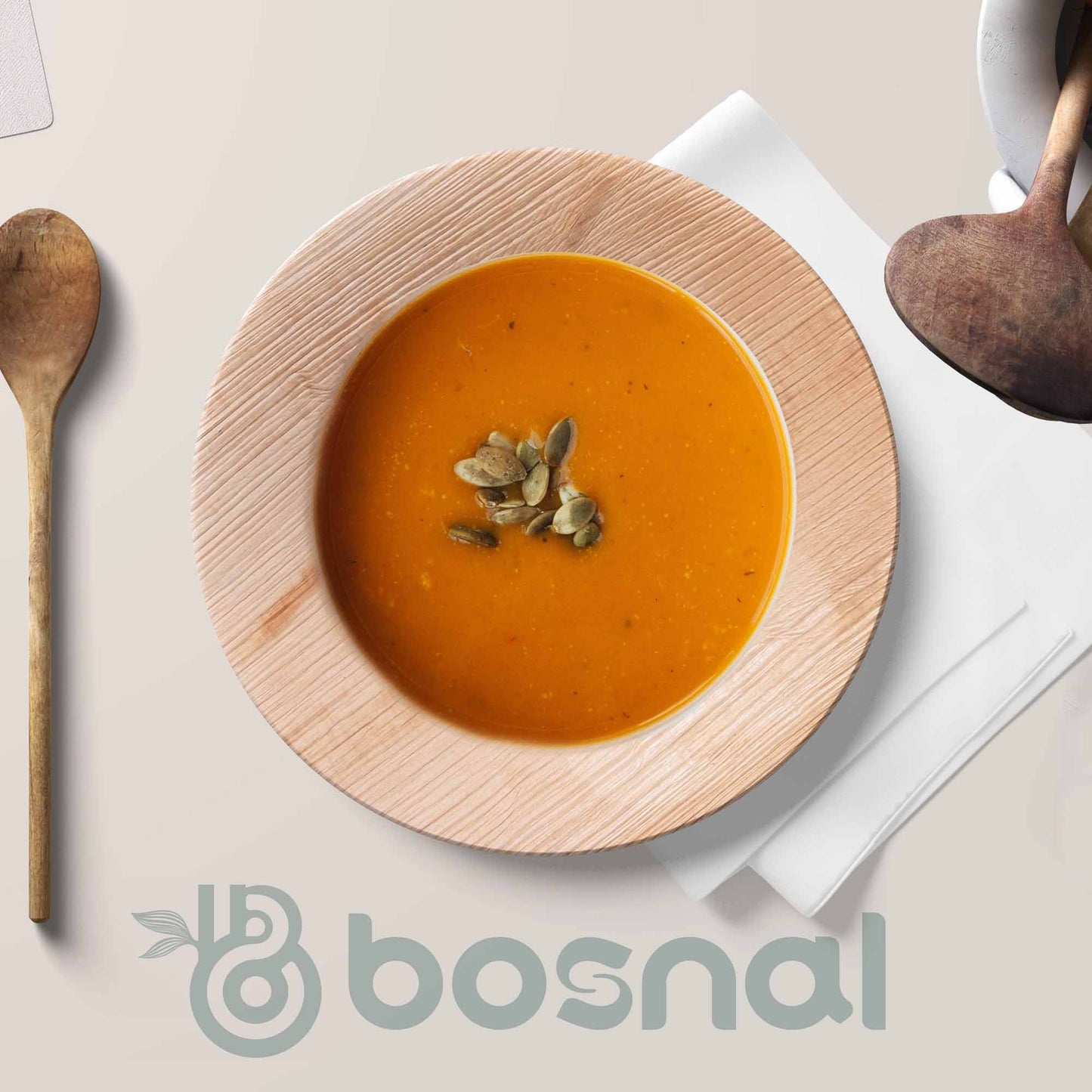 Bosnal - Palm Leaf Biodegradable Bowls, 9.5 inch Round Soup Bowl