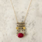 Jessica Gold Coin Necklace in Ruby and Pyrite