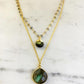 Double Jill Necklace with Gold Labradorite Chain and Labradorite Pendant