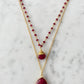 Double Jill Necklace with Gold Ruby Chain and Ruby Pendant