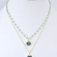 Double Jill Necklace with Gold Amazonite Chain and Teal Mojave Copper Turquoise Pendant