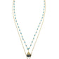 Double Jill Necklace with Gold Amazonite Chain and Teal Mojave Copper Turquoise Pendant