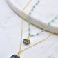 Double Jill Necklace with Gold Amazonite Chain and Teal Mojave Copper Turquoise Pendant