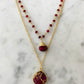 Double Jill Necklace with Gold Ruby Chain and Red Mojave Copper Turquoise Pendant