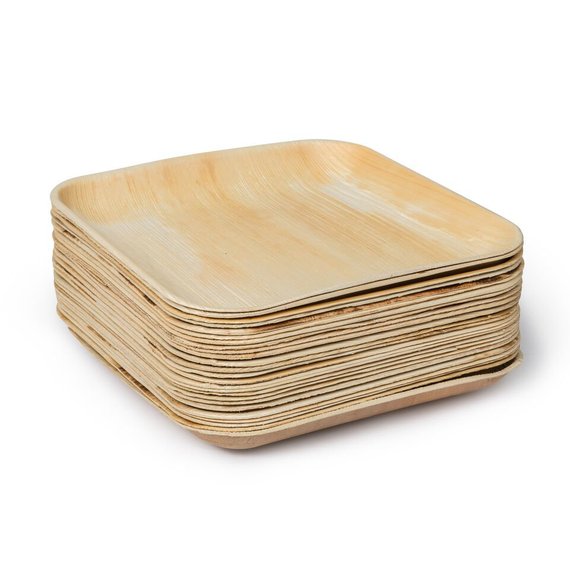 Palm Leaf Plates Square Dinner ALL SIZES Plates 4"-10" Inch (Set of 100/50/25)