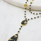 Double Diana Denmark Necklace in Black Onyx with Black Mojave Copper Turquoise Drop