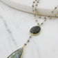 Double Diana Denmark Necklace in Polished Pyrite with Labradorite Drop