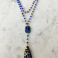 Double Diana Denmark Necklace in Sapphire with Blue Mojave Copper Turquoise Drop