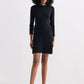 Long Sleeves Fitted Short Dress in Black