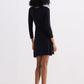 Long Sleeves Fitted Short Dress in Black