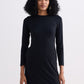 Long Sleeves Fitted Short Dress in Black