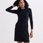 Long Sleeves Fitted Short Dress in Black