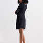 Long Sleeves Fitted Short Dress in Black