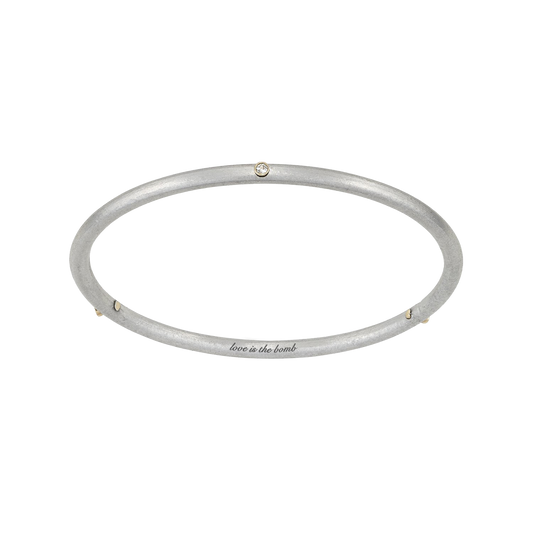 TRI-DIAMOND 14K LOVE IS THE BOMB BANGLE