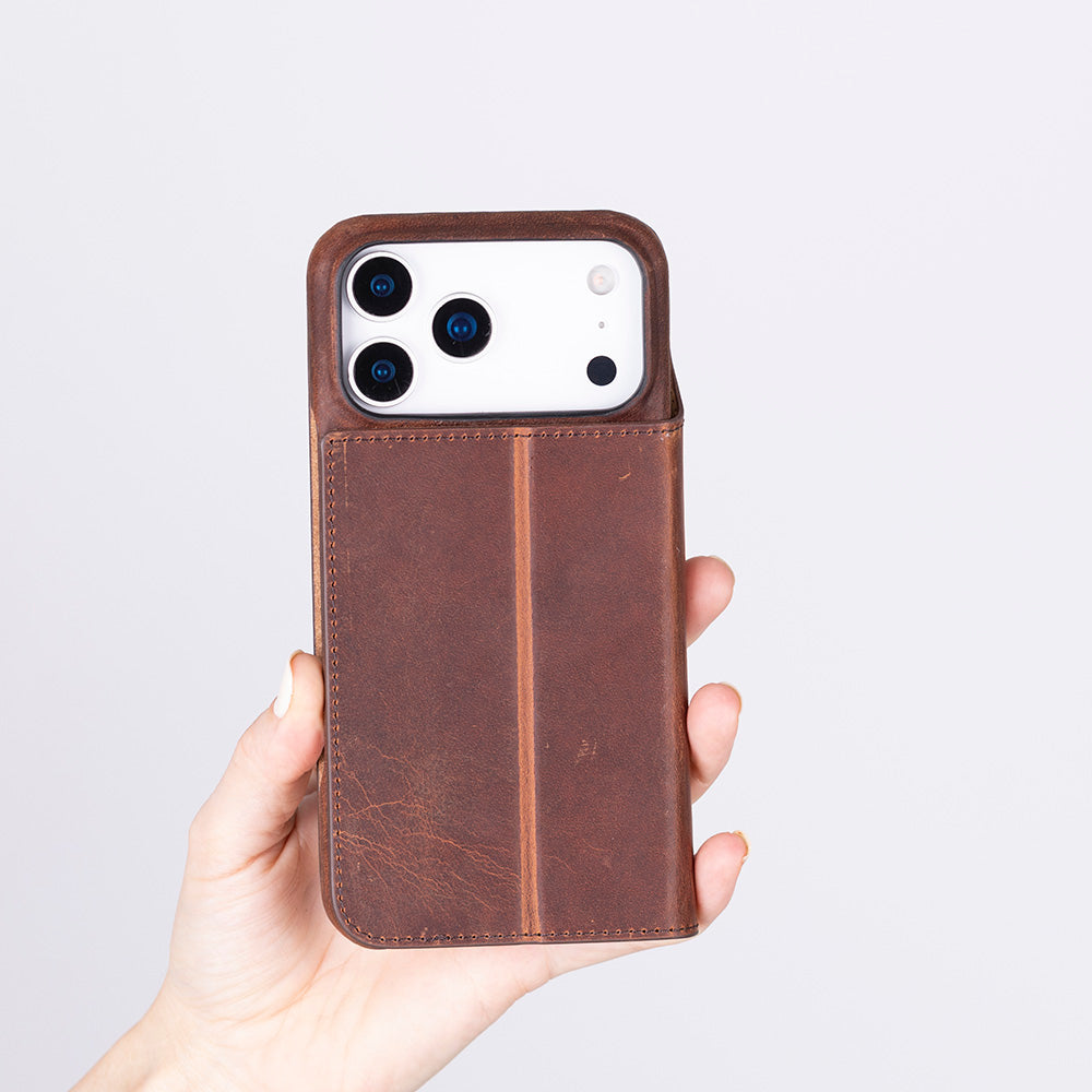 Decatur iPhone 17 Pro Leather Folio Wallet Case