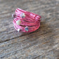 Marcia Hot Pink Wire Wrap Ring with Grey Swarovski Crystals