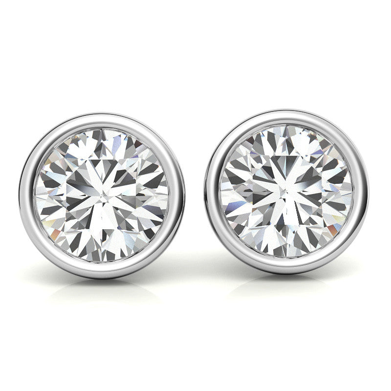 4.00 CTW Lab Grown Diamond Bezel Martin Stud Earrings in 14K White or Yellow Gold