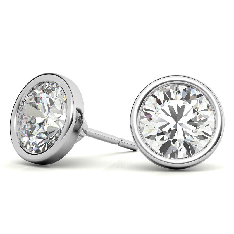 4.00 CTW Lab Grown Diamond Bezel Martin Stud Earrings in 14K White or Yellow Gold