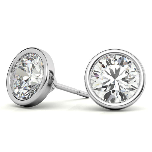 4.00 CTW Lab Grown Diamond Bezel Martin Stud Earrings in 14K White or Yellow Gold