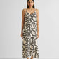 Midi Slip Dress in Black Stripes