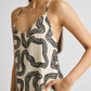 Midi Slip Dress in Black Stripes