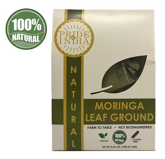 Moringa Blattpulver, Sonnengetrocknet, Rein & Roh, Premium Qualität (100g)