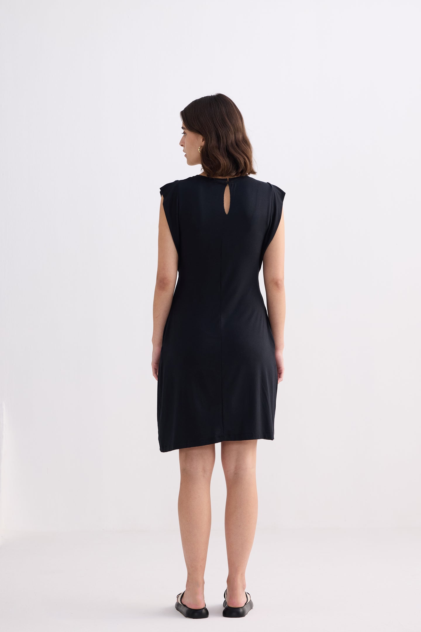 Muscle Tee Short Dress in Black