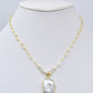 Collet Pearl Necklace with Cable Chain