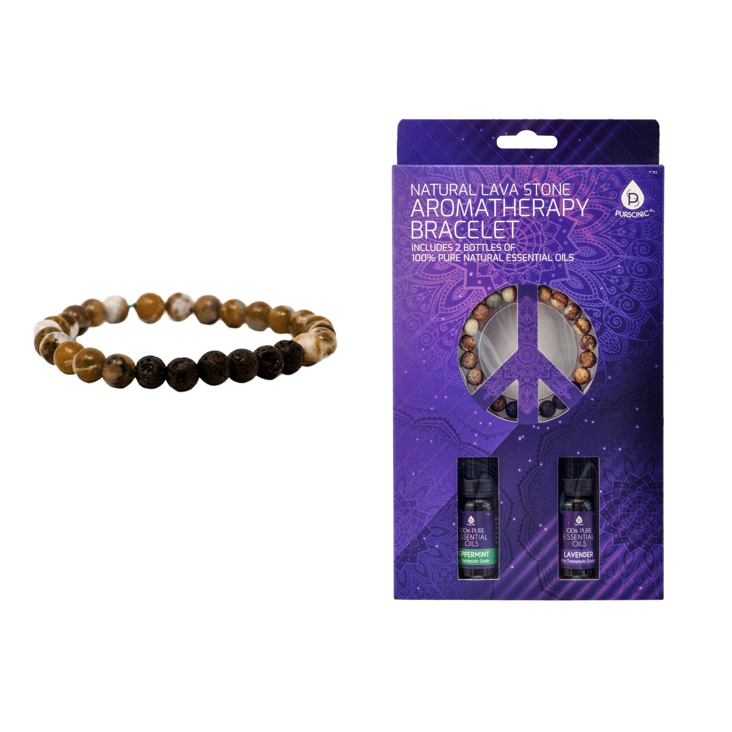 Lavastone Braclet with Peppermint and Lavender essential oils