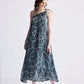 One Shoulder Maxi Dress in Abstract Stripes