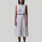 Overlap Midi Skirt in Linen Stripes