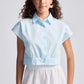 Oversized Crop Shirt in Summer Blue