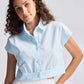 Oversized Crop Shirt in Summer Blue