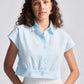 Oversized Crop Shirt in Summer Blue