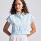 Oversized Crop Shirt in Summer Blue