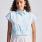 Oversized Crop Shirt in Summer Blue