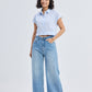 Oversized Crop Shirt in Classic Stripes