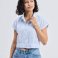 Oversized Crop Shirt in Classic Stripes