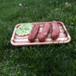 [ Set of 3 ] Zavis Green Acacia Wood Serving rectangle StackableTray / Dish 10" X 7" | Dishwasher Safe