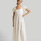 Puff Sleeve Tiered Dress in White